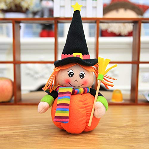 suoryisrty Peluches, Soporte de Halloween Bruja Calabaza Muñeca Adorno de Fiesta en casa Atmósfera Atrezzo Mesa