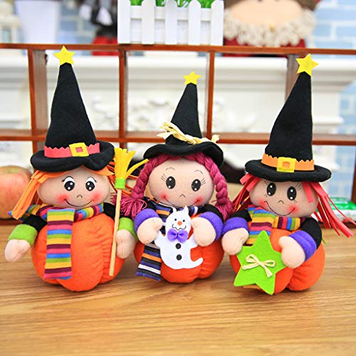 suoryisrty Peluches, Soporte de Halloween Bruja Calabaza Muñeca Adorno de Fiesta en casa Atmósfera Atrezzo Mesa