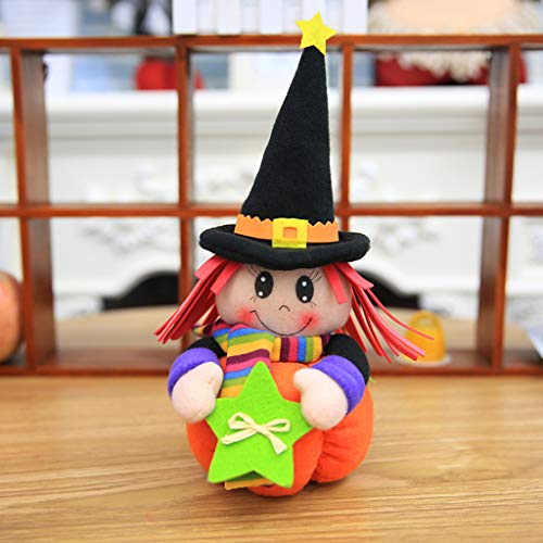 suoryisrty Peluches, Soporte de Halloween Bruja Calabaza Muñeca Adorno de Fiesta en casa Atmósfera Atrezzo Mesa