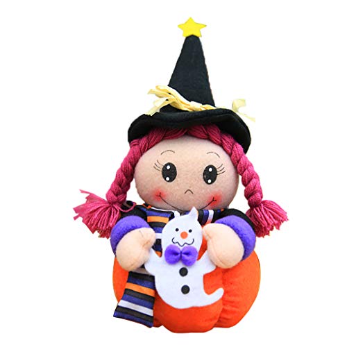 suoryisrty Peluches, Soporte de Halloween Bruja Calabaza Muñeca Adorno de Fiesta en casa Atmósfera Atrezzo Mesa