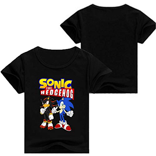 SUPFANS Kids Sonic The Hedgehog Camiseta de manga corta de algodón con mini figuras de Sonic