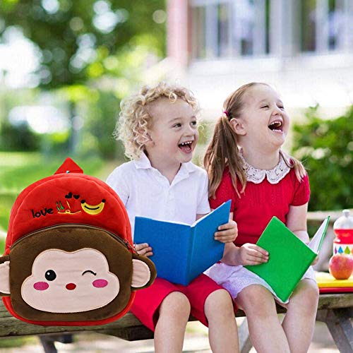 SZWL Mochila de Dibujos Animados para Animales, Bolsa para niños pequeños Bolsas Escolares Lindas para niños de 1-3 años, Regalo para niños de jardín de Infantes (Pequeño mono)