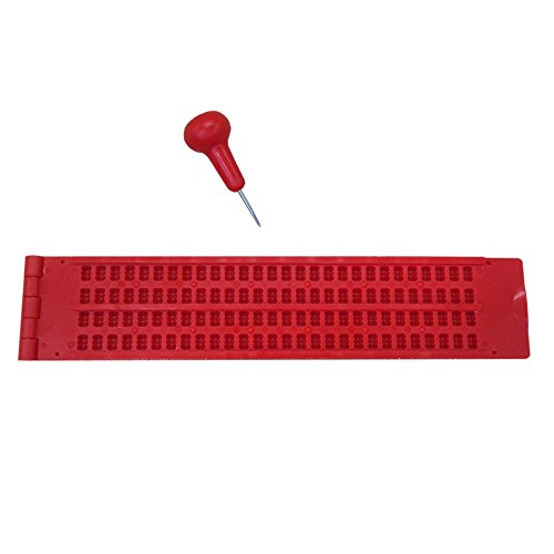 Tabla braille de plástico (4 líneas x 28 casillas) – Rojo