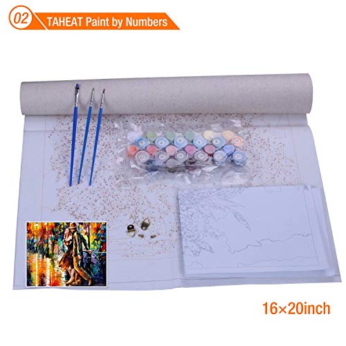 TAHEAT Kits de Pintura por números Pintura al óleo sobre Lienzo de 16 x 20 Pulgadas Pintura acrílica de Bricolaje, con Pinturas acrílicas y Pinceles - Patrón de Noche romántica (sin Marco)