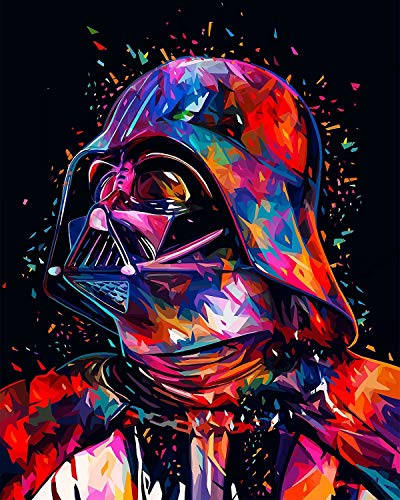 TAHEAT Nuevos kits de pintura por números Pintura al óleo sobre lienzo DIY para niños, estudiantes, adultos principiantes con pinceles-New Star Wars Darth Vader 16 * 20 pulgadas sin marco