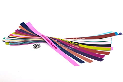 Tarja 73 | Pulseras De Tela Personalizadas Para Bodas, Despedidas De Soltero, Comuniones, Cumpleaños | Pulseras De Tela Con frases molonas | Pack de 50 unidades