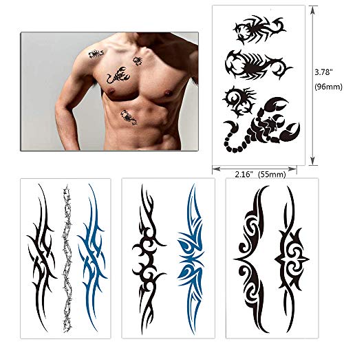 Tatuajes temporales para adultos, Vibury 21 Hojas Temporales temporär Tattoo tatuaje cuerpo pegatinas Brazo pecho y espalda- Dragon Heartbeat Tiger Vine Escorpión gráfico cráneo