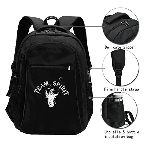 Team Spirit - Mochila gráfica con puerto USB para colegio o colegio (15 pulgadas)