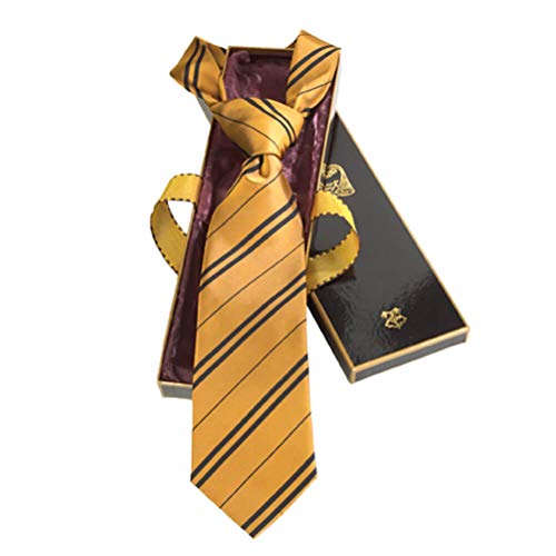 The Noble Collection Hufflepuff 100% Seda Corbata en la Caja de Madame Malkin