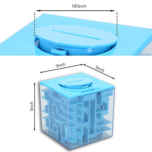 ThinkMax Money Maze, Put Cash Inside Puzzle Storage Box, Gran Regalo para niños y niños (Azul)