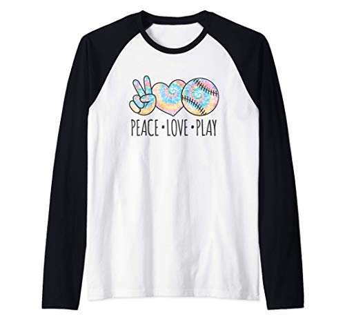 Tie Dye Softball for Teen Girls | Peace Love Play Camiseta Manga Raglan