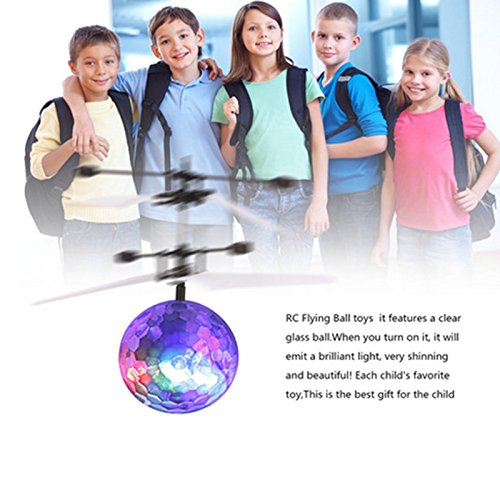 TOOGOO Drone de induccion infrarroja fantastica Helicoptero de Bola de iluminacion LED Brillante Colorido Disco Flash Volador Juguete para ninos No es Necesario Usar Control Remoto Carga USB