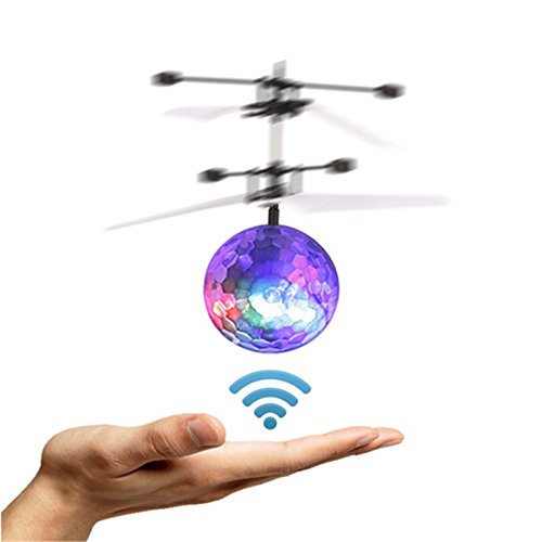 TOOGOO Drone de induccion infrarroja fantastica Helicoptero de Bola de iluminacion LED Brillante Colorido Disco Flash Volador Juguete para ninos No es Necesario Usar Control Remoto Carga USB