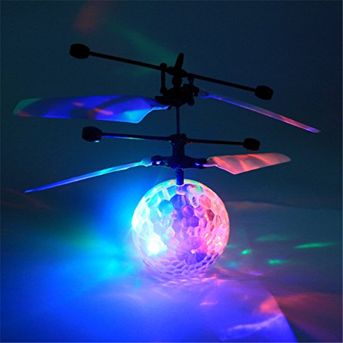 TOOGOO Drone de induccion infrarroja fantastica Helicoptero de Bola de iluminacion LED Brillante Colorido Disco Flash Volador Juguete para ninos No es Necesario Usar Control Remoto Carga USB