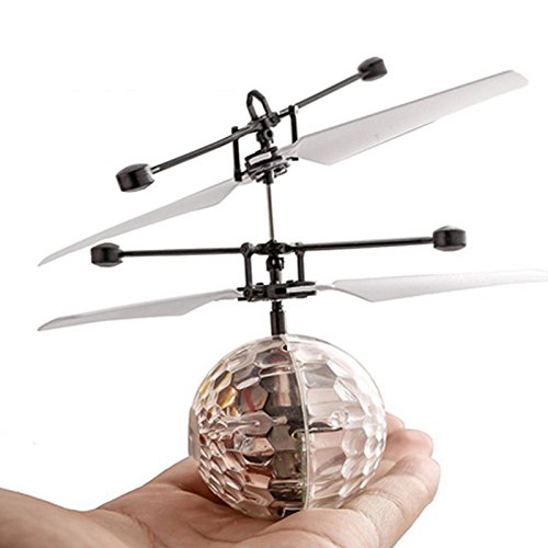 TOOGOO Drone de induccion infrarroja fantastica Helicoptero de Bola de iluminacion LED Brillante Colorido Disco Flash Volador Juguete para ninos No es Necesario Usar Control Remoto Carga USB