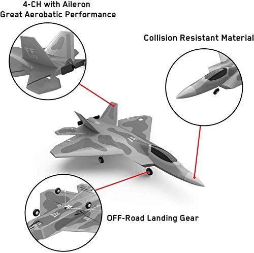 Top Race RC Fighter Jet, Avión RC de 4 canales listo para volar para adultos, Avión RC de alta velocidad, Listo para volar Hobby RC Avión adulto TR-F22B