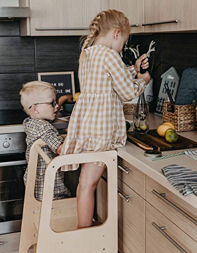 Torre de Aprendizaje Montessori - Plataforma de Madera para Trepar en la Cocina para Bebés y Niños - Torres Ajustables para Encimeras y Mesa - Taburete Seguro y Duradero - Learning Tower