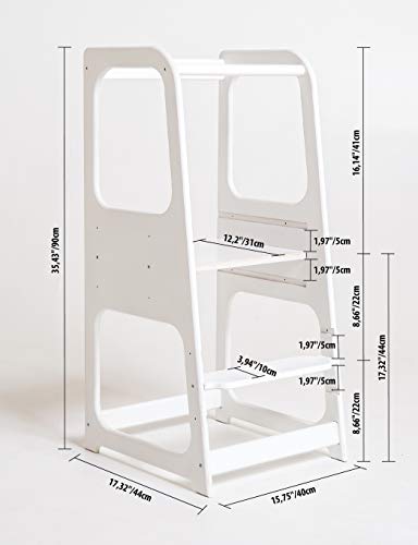 Torre de Aprendizaje Montessori - Plataforma de Madera para Trepar en la Cocina para Bebés y Niños - Torres Ajustables para Encimeras y Mesa - Taburete Seguro y Duradero - Learning Tower