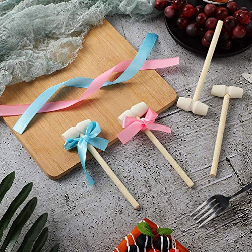 TOYANDONA Mini Martillo de Madera con Bowknots para Chocolate, 10 Piezas de Mazo para Niños Juguetes de Madera Mazos de Cangrejo para Mariscos Mazos de Langosta