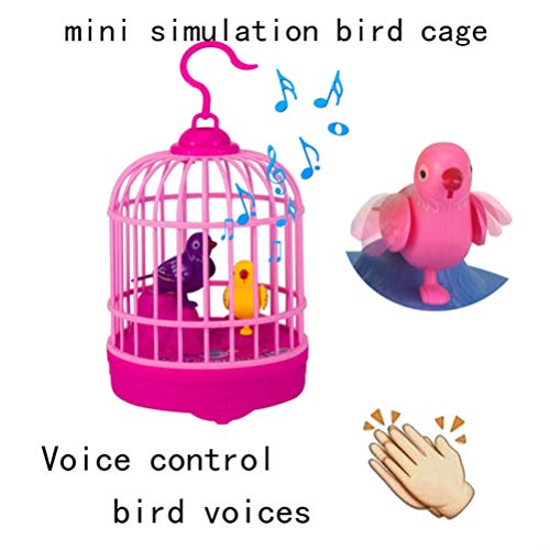 TOYANDONA Pájaro Cantando en Jaula Sonidos Realistas Movimientos Mini Pájaros Control de Voz Juguete Jaula de Pájaros Juguete Educativo para Niños Niños (Sin Batería)