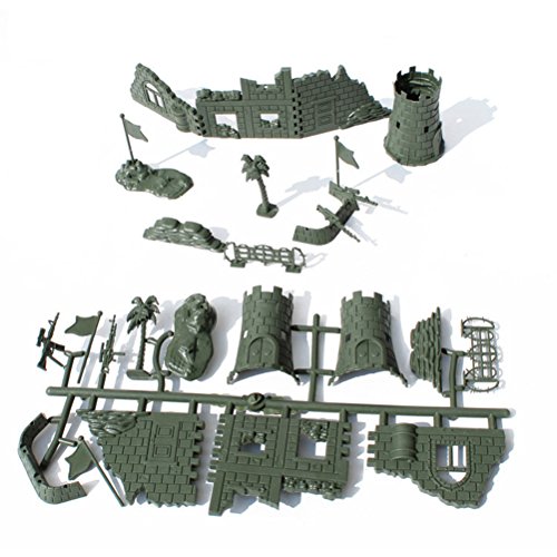 Toyvian Set de Juguetes Modelo de Valla Militar Conjunto de Bricolaje Bolsa de Arena perímetro Valla ruinas Modelo de Mesa de Arena (Verde del ejército)