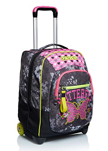 Trolley Seven Flying Dreams, Color Negro, 2 en 1, Mochila con Cross-Over System, Escuela y Viaje