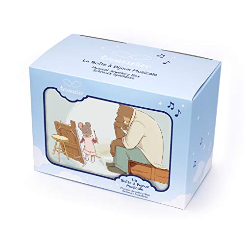 TrouSSELIER Ernest & Celestine - Caja para tesoros y joyas musicales, ideal como regalo para niños, música Feelings, color verde celadón