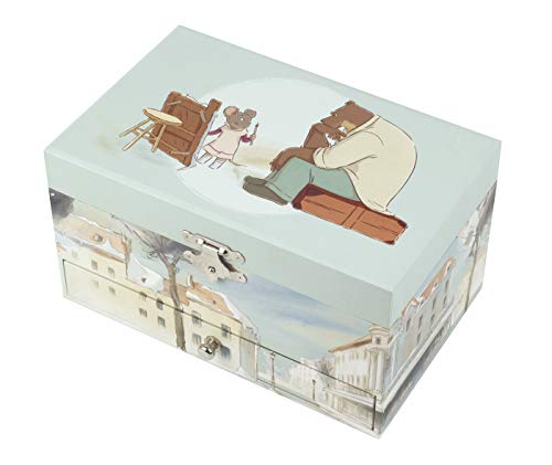 TrouSSELIER Ernest & Celestine - Caja para tesoros y joyas musicales, ideal como regalo para niños, música Feelings, color verde celadón