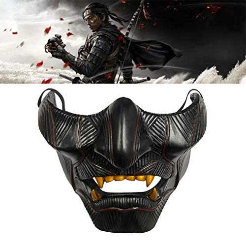 TYTOGE Máscara de Halloween Cosplay Props Decoraciones Juego Ghost of Tsushima Masquerade Half Face Mask Fiesta de Navidad