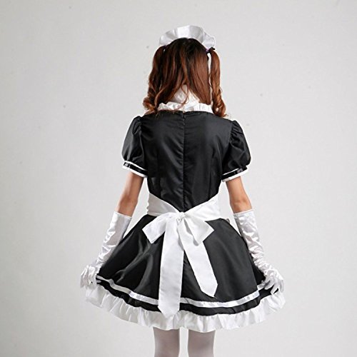 Tzm2016 - Disfraz Lolita para mujer. Disfraz criada francesa para Cosplay. El juego de 4 piezas, incluye: vestido, cofia, delantal, falso cuello, color negro, negro, X-Large