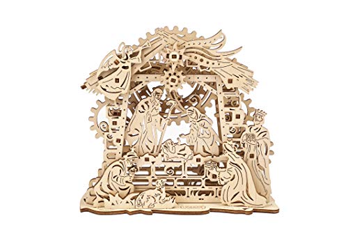 UGEARS Belén - Rompecabezas Mecánico 3D - Kits de Construcción de Artesanía en Madera - Juego de Pesebre de Madera - Rompecabezas de Navidad para Niños - Decoraciones Navideñas de Bricolaje - Idea