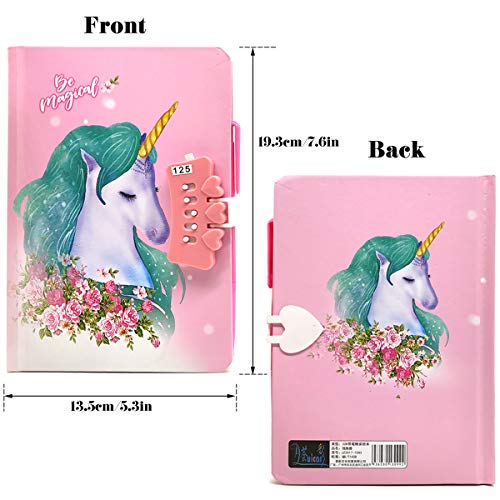 Unicornio Cuaderno,Cuaderno de niñas Diario con Candado de Corazón,Cuaderno de Arcoíris Cuaderno de Bricolaje Cuaderno de Diario Diario,Unicorn Secret Estilo con Cerradura y Llaves