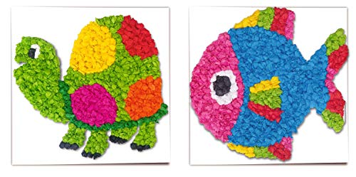 Ursus 21290002 - Juego de 6 cartulinas fotográficas de 300 g/m² Aprox. 22,5 x 22,5 cm, Estampado de Animales por una Cara, 200 Hojas de Seda de Flores en 10 Colores Blanco.