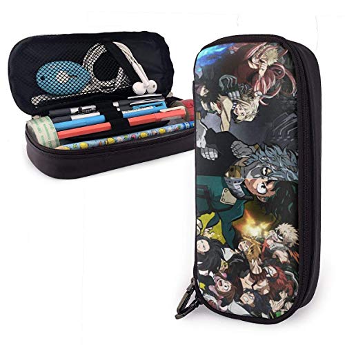 Vanguard Action Squad & Hero Academia Students Estuche de cuero PU con cremallera, estuche para lápices, bolsa estacionaria para estudiantes universitarios de secundaria, oficina, niñas, niños, a