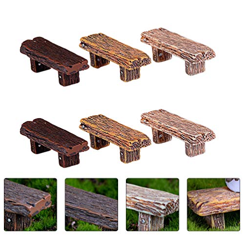 Veemoon 6Pcs Banco en Miniatura Banco de Casa de Muñecas Mini Taburetes de Madera Taburete en Miniatura Decorativo Figuras de Micro Paisaje para Manualidades DIY Decoración de Paisaje de