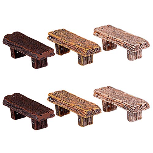 Veemoon 6Pcs Banco en Miniatura Banco de Casa de Muñecas Mini Taburetes de Madera Taburete en Miniatura Decorativo Figuras de Micro Paisaje para Manualidades DIY Decoración de Paisaje de