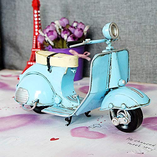 Vespa Retro Modelo Inicio clásico decoración del Coche de niños Modelo de Coche de Juguete Antiguo del Metal de la Lata Vespa Modelos de Naves de la decoración del hogar Azul