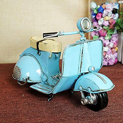 Vespa Retro Modelo Inicio clásico decoración del Coche de niños Modelo de Coche de Juguete Antiguo del Metal de la Lata Vespa Modelos de Naves de la decoración del hogar Azul