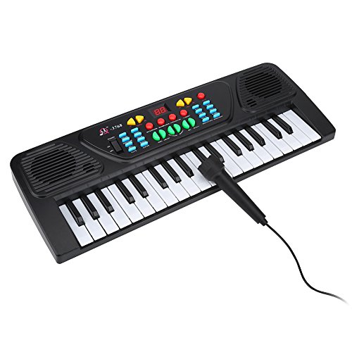 VGBEY 37 Teclas Teclado electrónico Multifuncional, Mini Piano con diseño Compacto Sonidos y ritmos múltiples Juguete Educativo Musical con Mini micrófono Ideal para niños