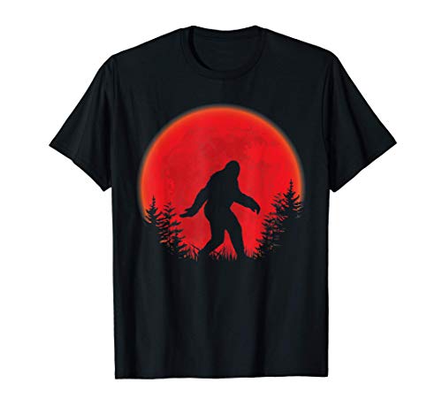 Vintage Bigfoot Shirt Blood Moon Retro Halloween Costume Camiseta