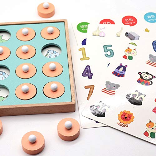 VJRQM Los niños 3D de madera rompecabezas tempranos juguetes educativos de formación de memoria juego de ajedrez padre-hijo interacción regalos para niños