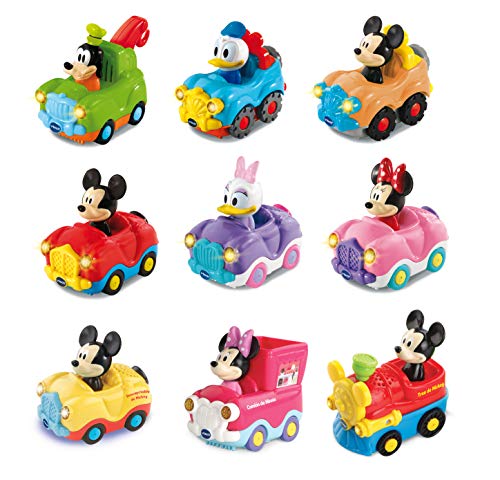 VTech - Surtido coches interactivos TutTut Bólidos Disney, válidos para todos playsets de la colección TutTut, personajes mágicos Mickey, Minnie, Daisy, Goofy y Donald, modelos surtidos