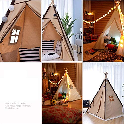 WANGIRL Tipi Tipi Tienda Infantil Plegable Tienda de Campaña para Niños Casa de Juegos con Bolsillo 4 Polos y Ventanas para Jardin O Interior de Castillo