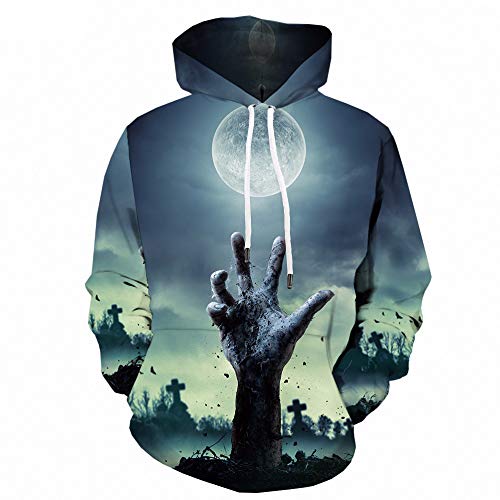 WANLN Otoño Pareja Sudadera con Capucha 3D impresión Digital Navidad Halloween Pullover Calabaza Hombres Sudadera con Capucha suéter murciélago Dibujos Animados,A1,XXXXL