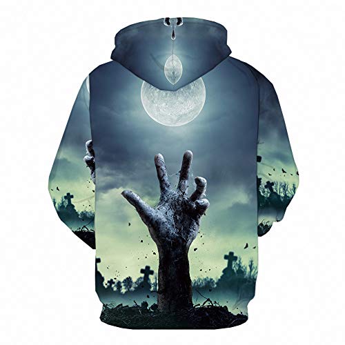 WANLN Otoño Pareja Sudadera con Capucha 3D impresión Digital Navidad Halloween Pullover Calabaza Hombres Sudadera con Capucha suéter murciélago Dibujos Animados,A1,XXXXL