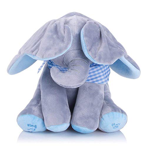 Wanxida Elefante de Peluche de Juguete, Música Elefante del Juguete de Felpa para Niño Jugar al Escondite Elefante Juguetes con 5 Color -Rosáceo Gris