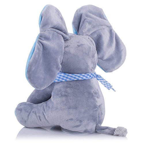 Wanxida Elefante de Peluche de Juguete, Música Elefante del Juguete de Felpa para Niño Jugar al Escondite Elefante Juguetes con 5 Color -Rosáceo Gris