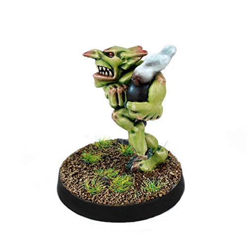 War World Gaming Gutrot Greenskins - Jugador Estrella Goblin Bombardero – 28mm Escala Fútbol Miniatura Fantasía Trol Duende Trasgo Pintar Colección Personaje Seguimiento Envío