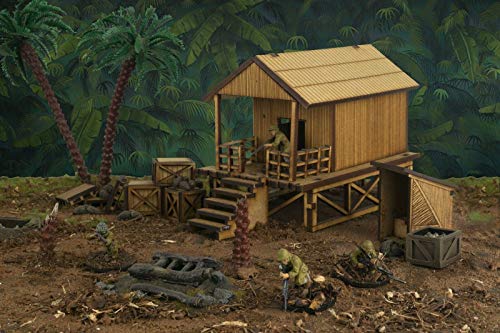 War World Gaming Jungle Warfare - Campamento Militar en DM y Resina - Escala 28mm Heroica Pacífico Wargaming Modelismo Contienda Militar Diorama Maqueta Wargame Miniaturas