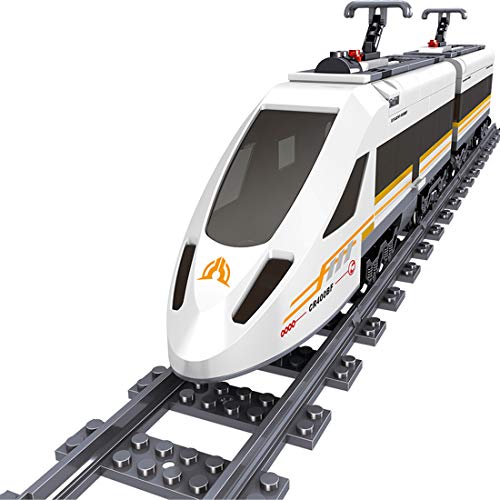 WEERUN Technic City Tren con Pista Set de Construcción, Maqueta de Juguete Tren de Pasajeros de Alta Velocidad Juguete de Tren eléctrico, 641 Piezas Bloques - Compatible con Lego